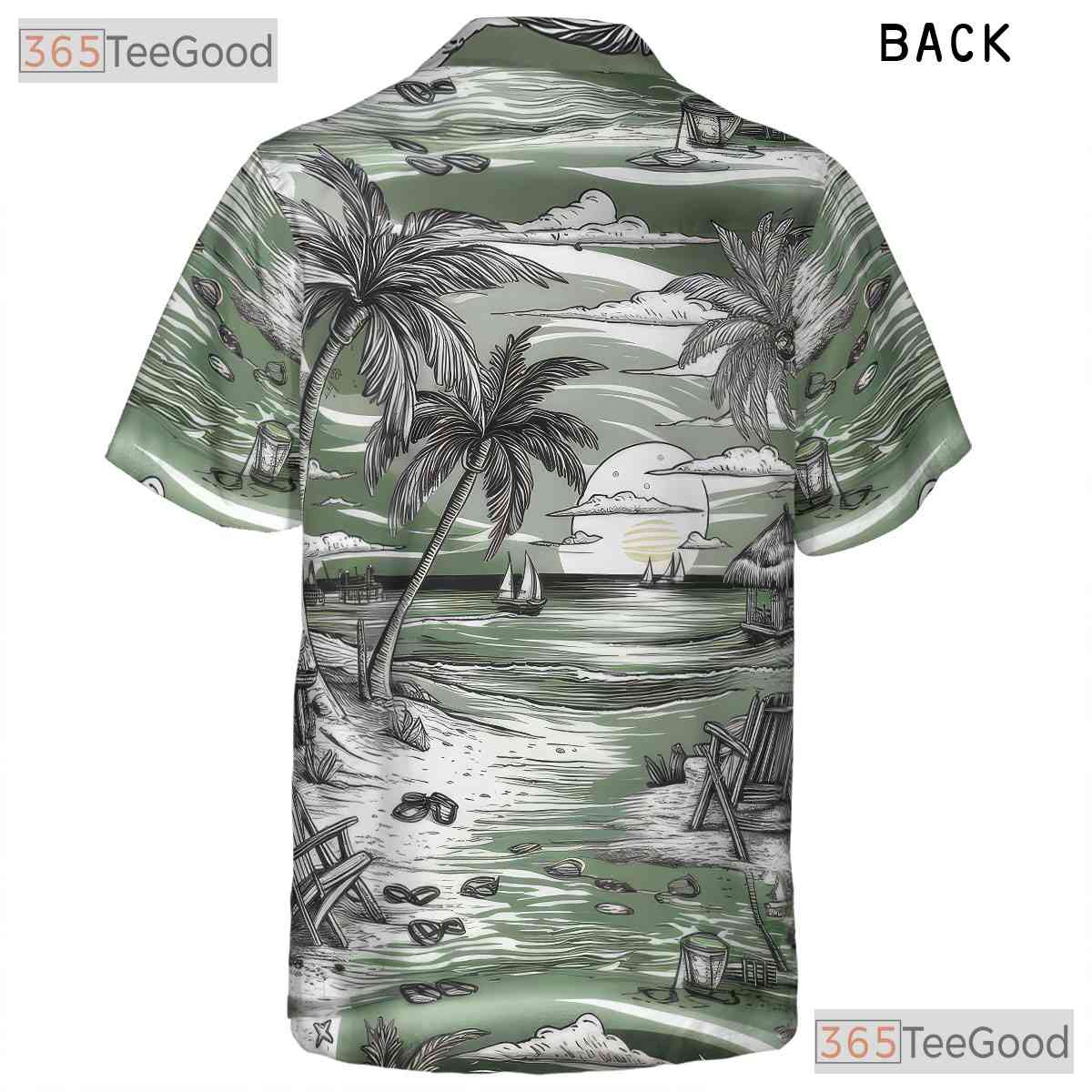 Sunset Palm Trees Island Graphic Tropical Beach Hawaiian Tee Unisex Outfit