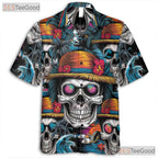Sunset Skull Tropical Palm Tree Hawaiian Shirt Men Women Gothic Beachwear