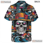 Sunset Skull Tropical Palm Tree Hawaiian Shirt Men Women Gothic Beachwear