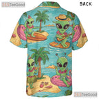 Surfer Beach Alien UFO Hawaiian Shirt - Men's Sci-Fi Tropical Aloha Print