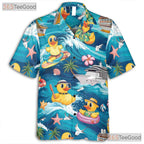 Surfing Rubber Duck Hawaiian Shirt - Unisex Ocean Theme Beach Style Tee