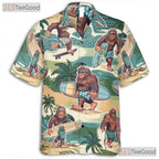 Surfing Sasquatch Bigfoot Beach Hawaiian Shirt Men Women Tropical Summer Outfit