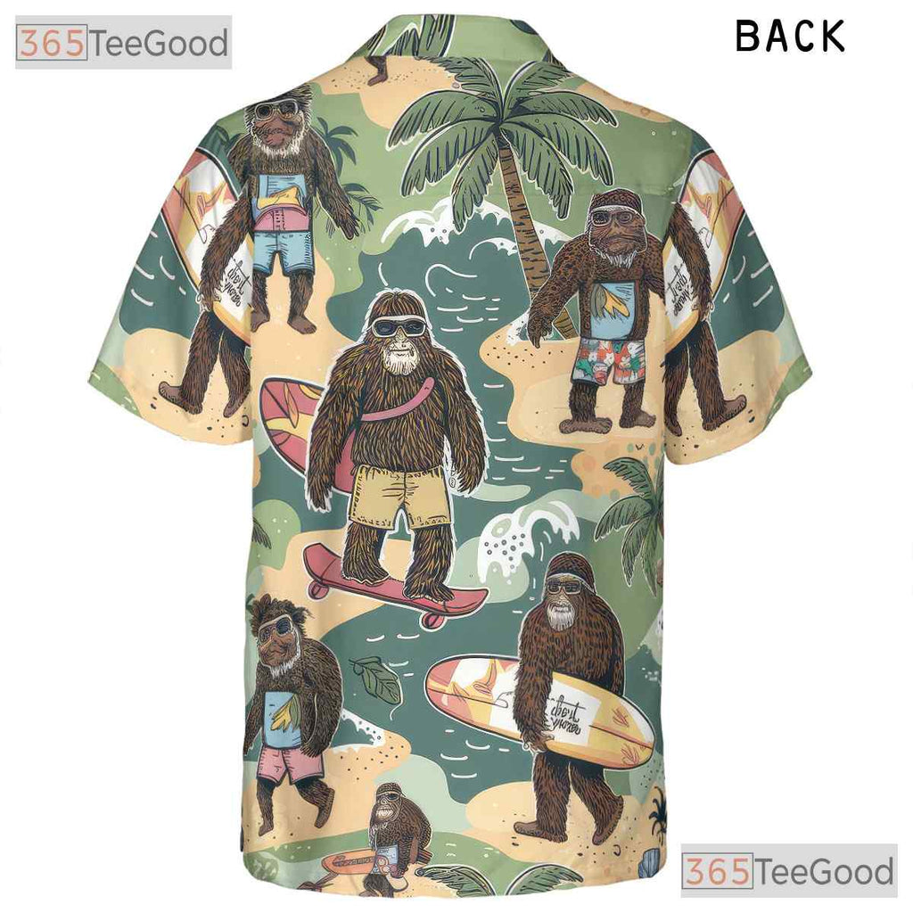 Surfing Sasquatch Bigfoot Tropical Hawaiian Shirt Unisex Summer Beach Vacation
