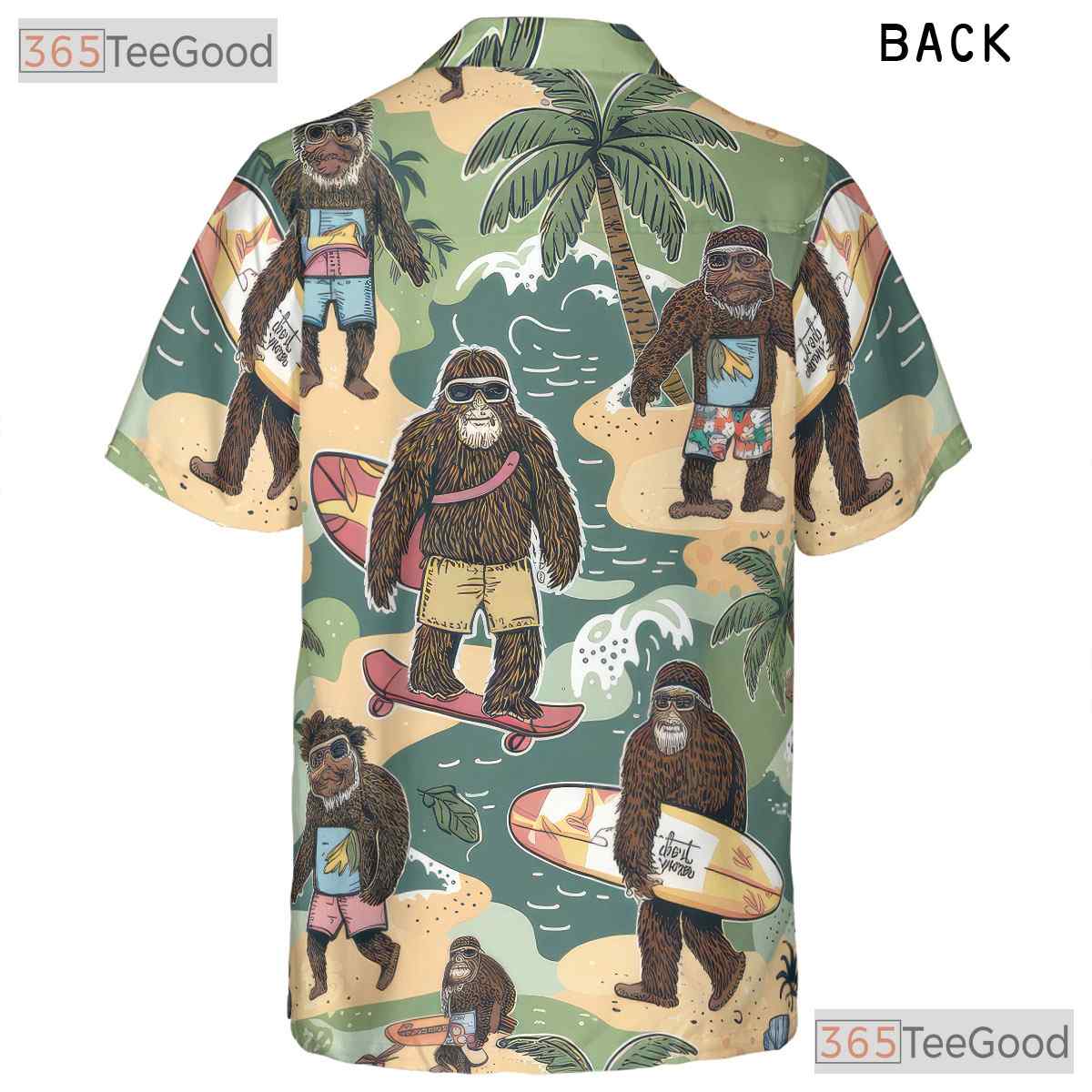 Surfing Sasquatch Bigfoot Tropical Hawaiian Shirt Unisex Summer Beach Vacation