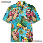 Surfing Sloth Hawaiian Shirt Men Women Tropical Vacation Wear