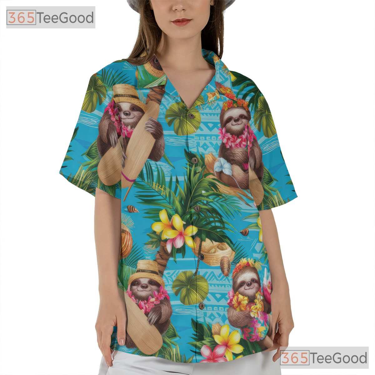 Surfing Sloth Hawaiian Shirt Men Women Tropical Vacation Wear