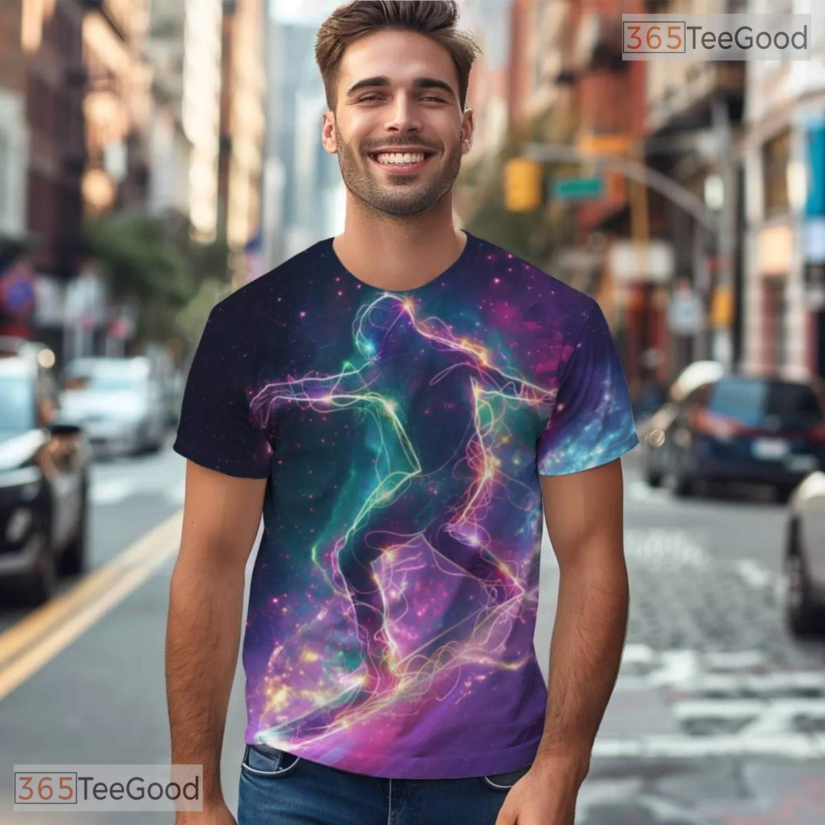 Ocean Surfing Wave Graphic Art 3D Pattern Printed Casual Unisex Tee Shirt Styles