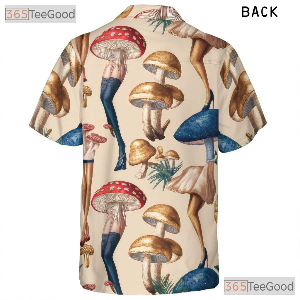 Surreal Mushroom Girl Funky Psy Art Hawaiian Shirt Unisex Tropical Getaway