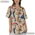 Surreal Mushroom Girl Funky Psy Art Hawaiian Shirt Unisex Tropical Getaway
