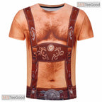 Funny Suspenders Hairy Chest Costume Novelty 3D Graphic Printed Casual Unisex T-Shirt