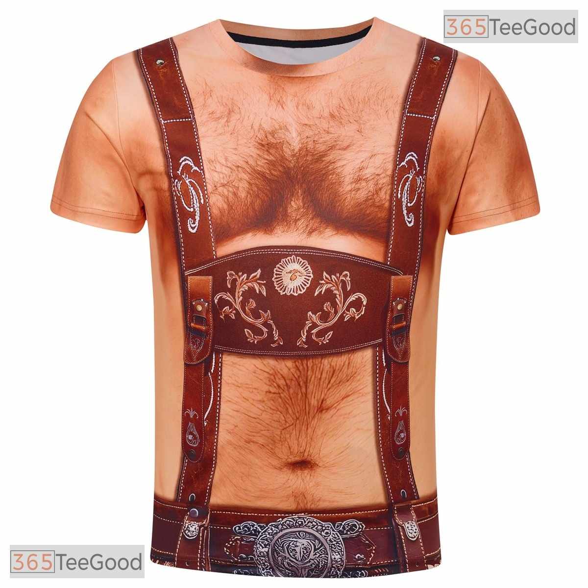 Funny Suspenders Hairy Chest Costume Novelty 3D Graphic Printed Casual Unisex T-Shirt