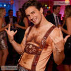 Funny Suspenders Hairy Chest Costume Novelty 3D Graphic Printed Casual Unisex T-Shirt