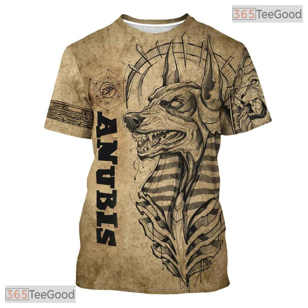 Tan Ancient Egypt Graphic 3D Printed Loose Casual Short Sleeve Tee Shirt Unisex