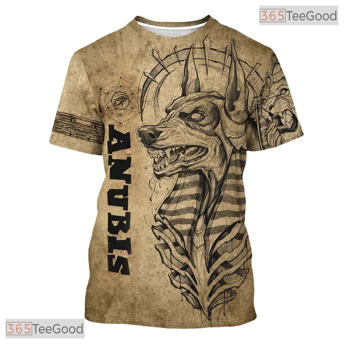 Tan Ancient Egypt Graphic 3D Printed Loose Casual Short Sleeve Tee Shirt Unisex