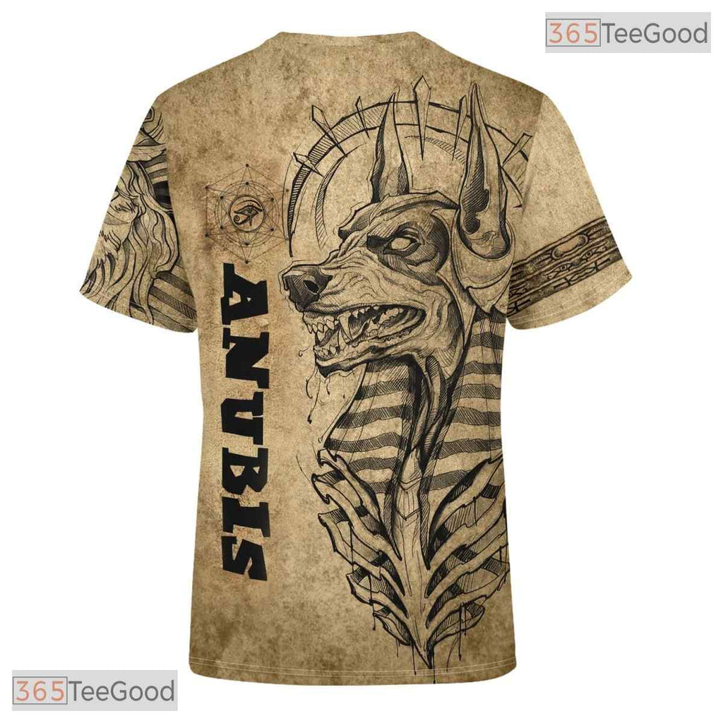 Tan Ancient Egypt Graphic 3D Printed Loose Casual Short Sleeve Tee Shirt Unisex