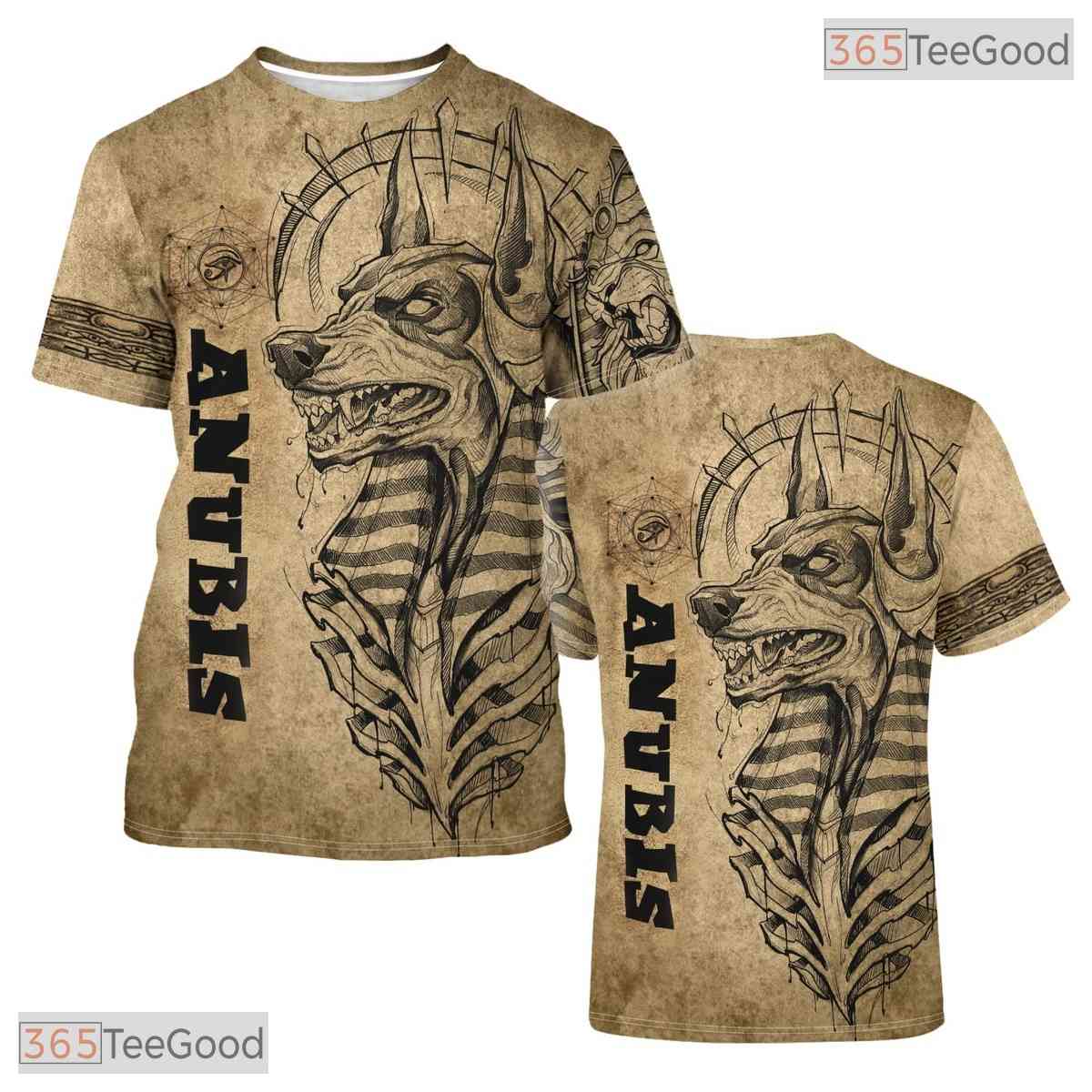 Tan Ancient Egypt Graphic 3D Printed Loose Casual Short Sleeve Tee Shirt Unisex