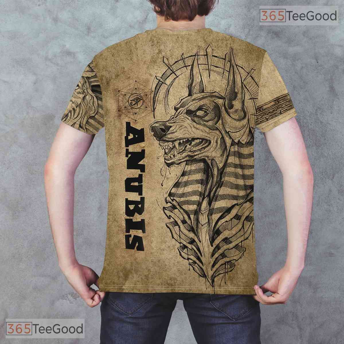 Tan Ancient Egypt Graphic 3D Printed Loose Casual Short Sleeve Tee Shirt Unisex
