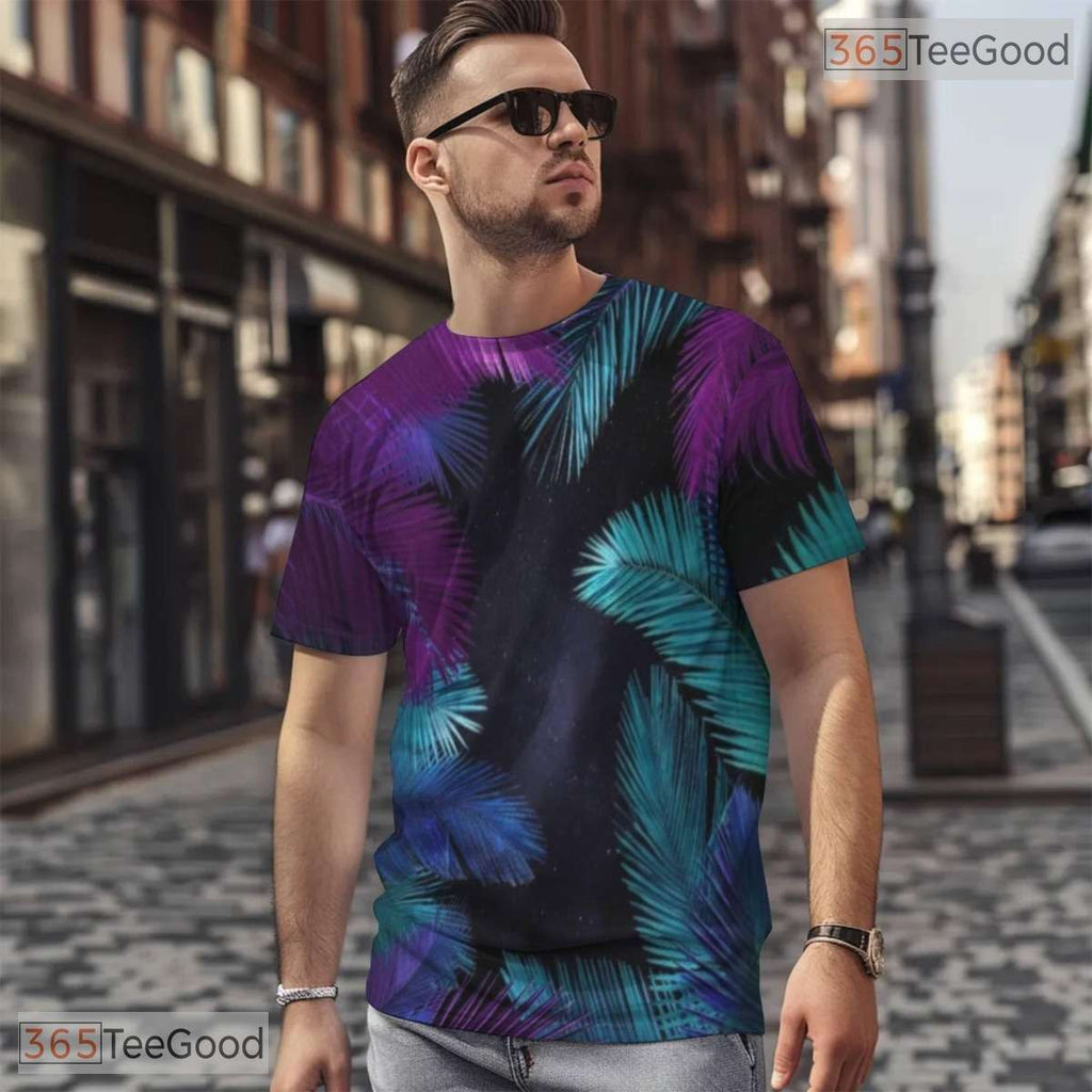 Tropical Hawaiian Night Sky Space Graphic 3D Printed Casual Unisex Tee Shirts