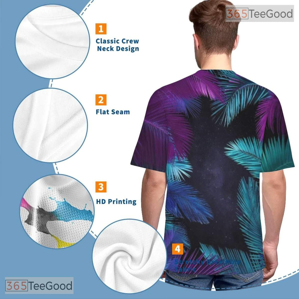 Tropical Hawaiian Night Sky Space Graphic 3D Printed Casual Unisex Tee Shirts