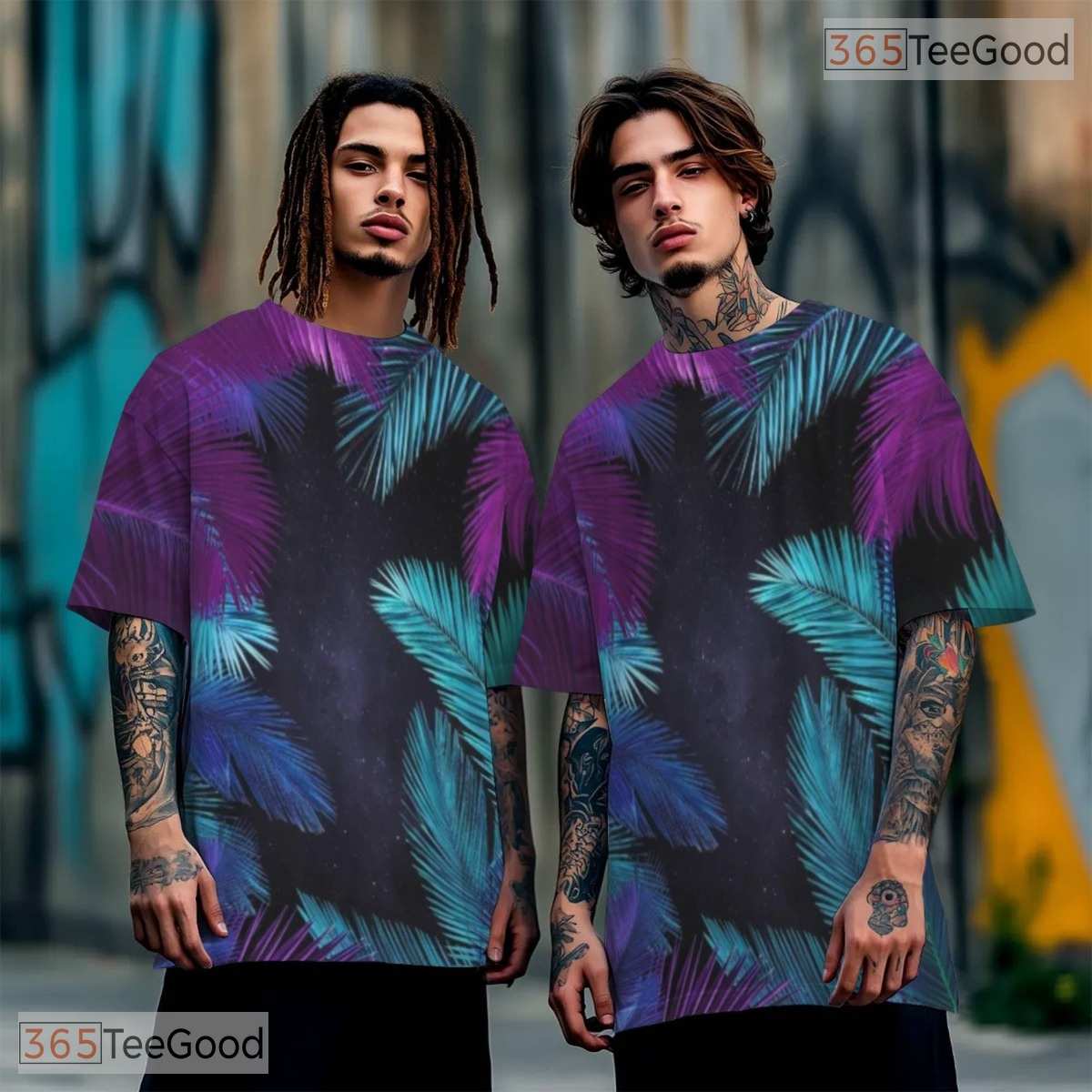 Tropical Hawaiian Night Sky Space Graphic 3D Printed Casual Unisex Tee Shirts