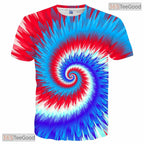 Classic Blue Tie Dye Swirl Pattern 3D Printed Casual Unisex T-Shirt For Adults
