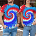 Classic Blue Tie Dye Swirl Pattern 3D Printed Casual Unisex T-Shirt For Adults