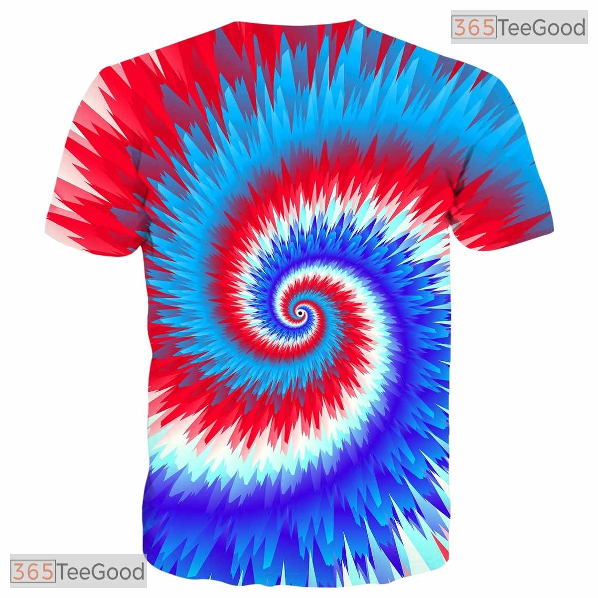 Classic Blue Tie Dye Swirl Pattern 3D Printed Casual Unisex T-Shirt For Adults