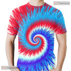 Classic Blue Tie Dye Swirl Pattern 3D Printed Casual Unisex T-Shirt For Adults