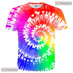 Bright Colorful Tie Dye Pattern 3D Graphic Printed Casual Unisex Tee Shirt Top