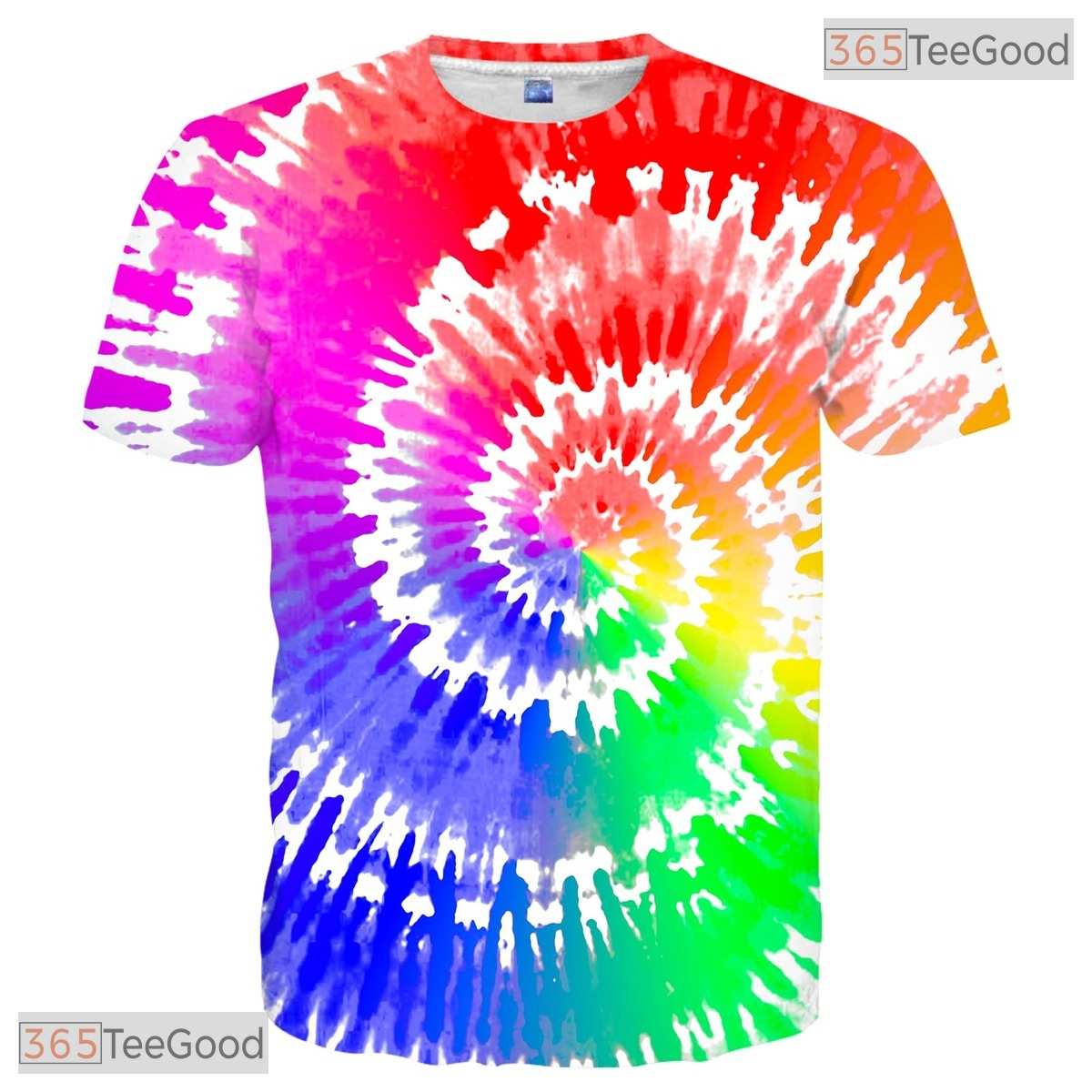 Bright Colorful Tie Dye Pattern 3D Graphic Printed Casual Unisex Tee Shirt Top