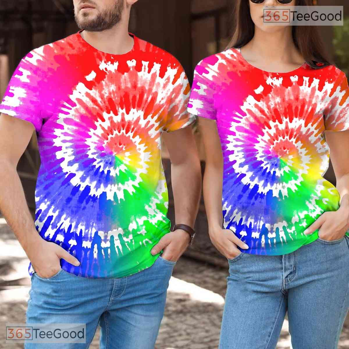 Neon Colorful Tie Dye Swirl Art 3D Printed Casual Unisex Short Sleeve Tee Shirt