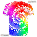 Neon Colorful Tie Dye Swirl Art 3D Printed Casual Unisex Short Sleeve Tee Shirt