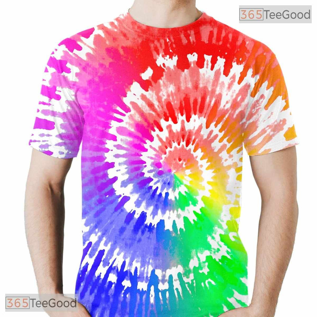 Bright Colorful Tie Dye Pattern 3D Graphic Printed Casual Unisex Tee Shirt Top