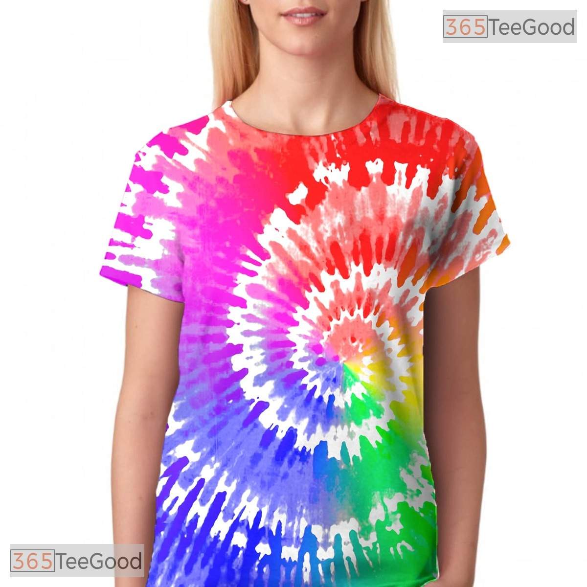 Bright Colorful Tie Dye Pattern 3D Graphic Printed Casual Unisex Tee Shirt Top