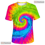 Vibrant Rainbow Tie Dye Pattern Graphic 3D Printed Casual Unisex T-Shirt Tops
