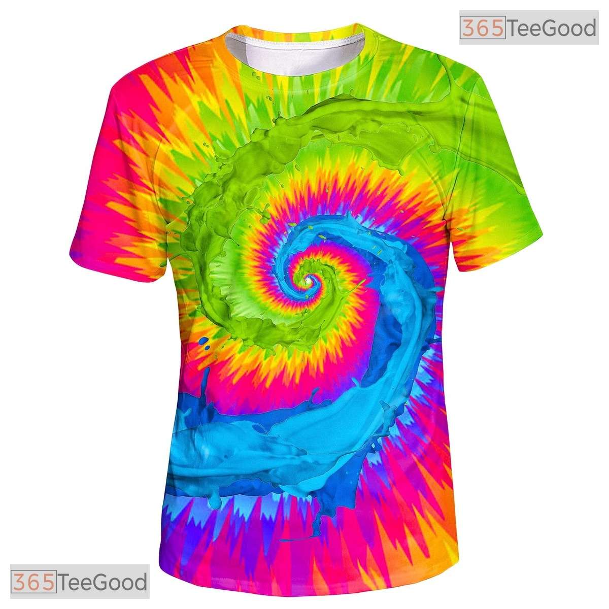 Vibrant Rainbow Tie Dye Pattern Graphic 3D Printed Casual Unisex T-Shirt Tops