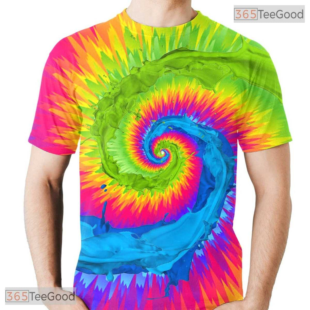 Vibrant Rainbow Tie Dye Pattern Graphic 3D Printed Casual Unisex T-Shirt Tops