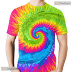 Vibrant Rainbow Tie Dye Pattern Graphic 3D Printed Casual Unisex T-Shirt Tops