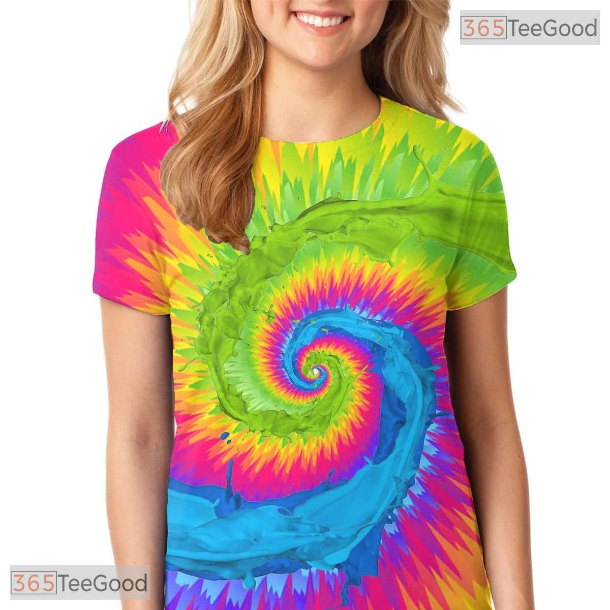 Vibrant Rainbow Tie Dye Pattern Graphic 3D Printed Casual Unisex T-Shirt Tops