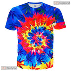 Retro Tie Dye Cannabis Leaf Art 3D Printed Casual Unisex T-Shirt For Men Women