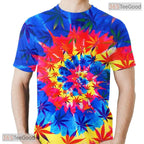 Retro Tie Dye Cannabis Leaf Art 3D Printed Casual Unisex T-Shirt For Men Women