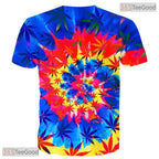Retro Tie Dye Cannabis Leaf Art 3D Printed Casual Unisex T-Shirt For Men Women