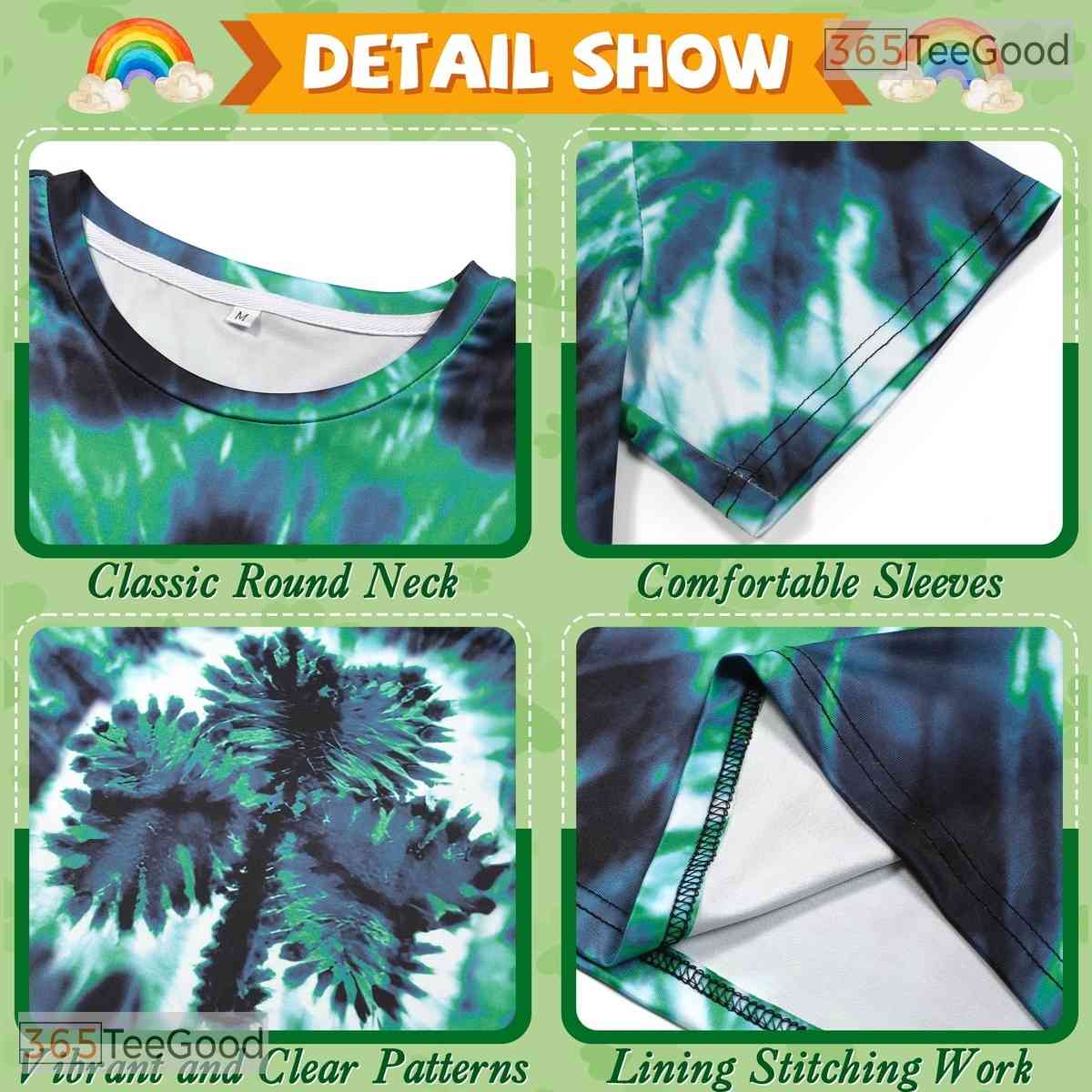 Green Tie Dye Shamrock St Patricks Costume 3D Printed Casual Unisex Tee Shirt Styles