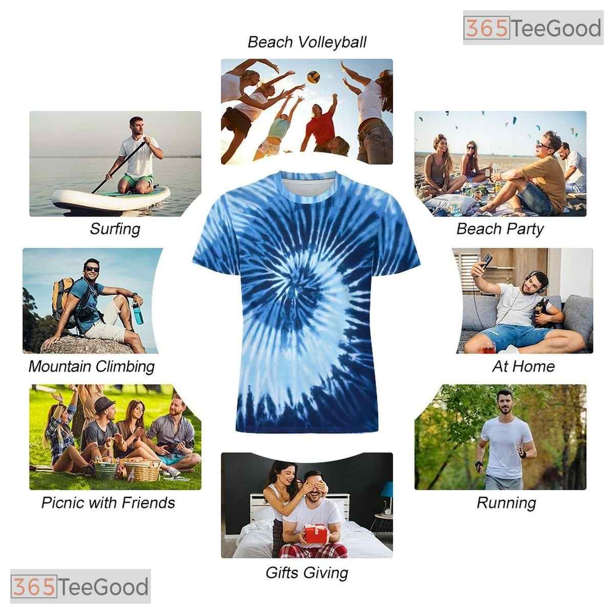 Tie Dye Navy Retro Vintage Disco Party 3D Graphic Printed Casual Unisex Tee Shirt