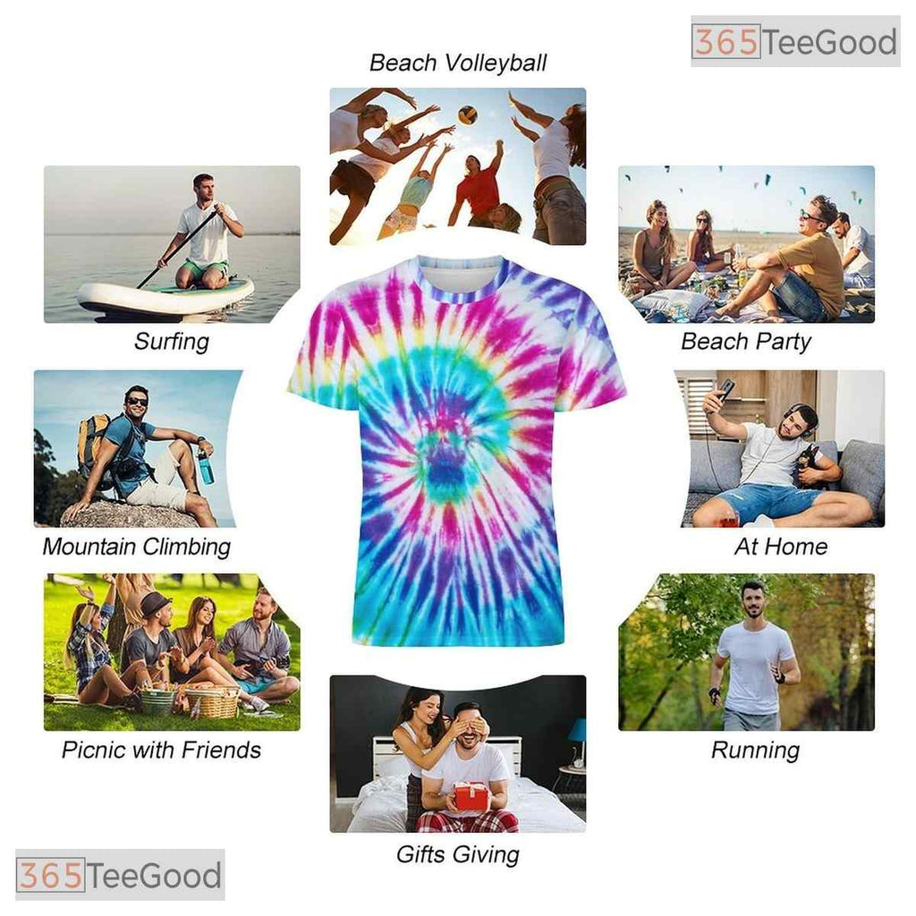 Tie Dye Purple Retro Vintage Disco Party 3D Graphic Printed Casual Unisex Shirt