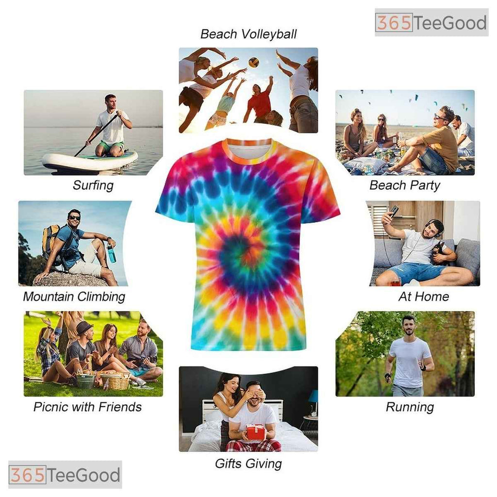 Tie Dye Red Retro Vintage Disco Party 3D Graphic Printed Casual Unisex Tee Shirt