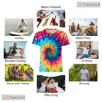 Tie Dye Red Retro Vintage Disco Party 3D Graphic Printed Casual Unisex Tee Shirt