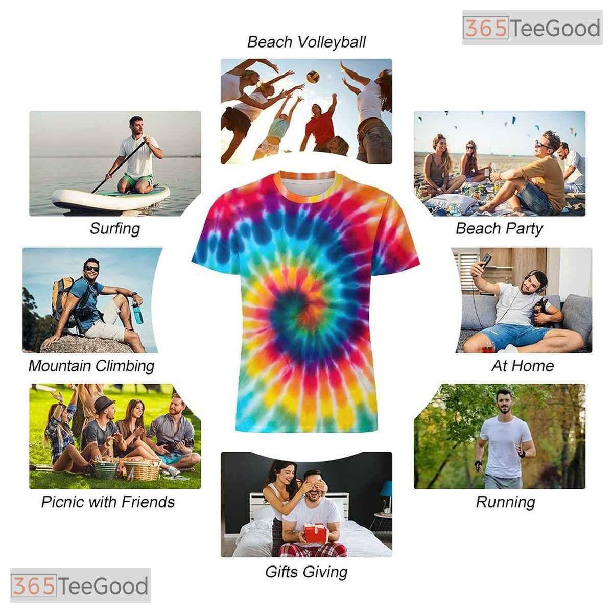 Tie Dye Red Retro Vintage Disco Party 3D Graphic Printed Casual Unisex Tee Shirt