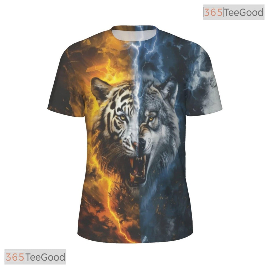 Wild Tiger And Wolf Graphic Nature 3D Printed Casual Unisex Short Sleeve T-Shirt