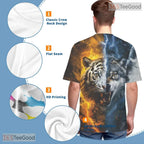 Wild Tiger And Wolf Graphic Nature 3D Printed Casual Unisex Short Sleeve T-Shirt